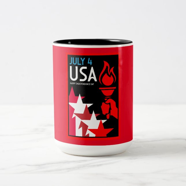 American Independence Day Two-Tone Coffee Mug (Center)