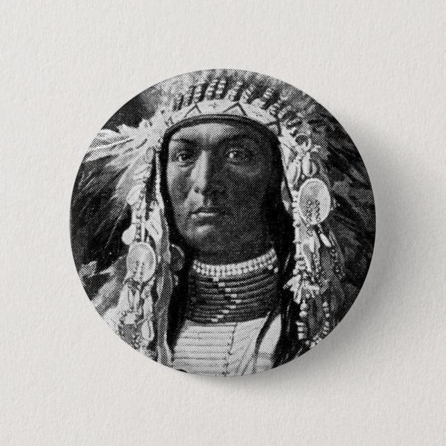 American Indian Chief 6 Cm Round Badge (Front)