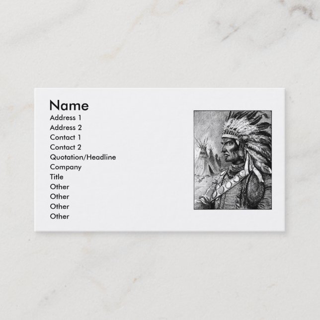 American Indian Chief Business Card (Front)