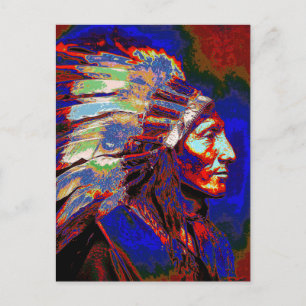 American Indian Chief Graphic Portrait Postcard