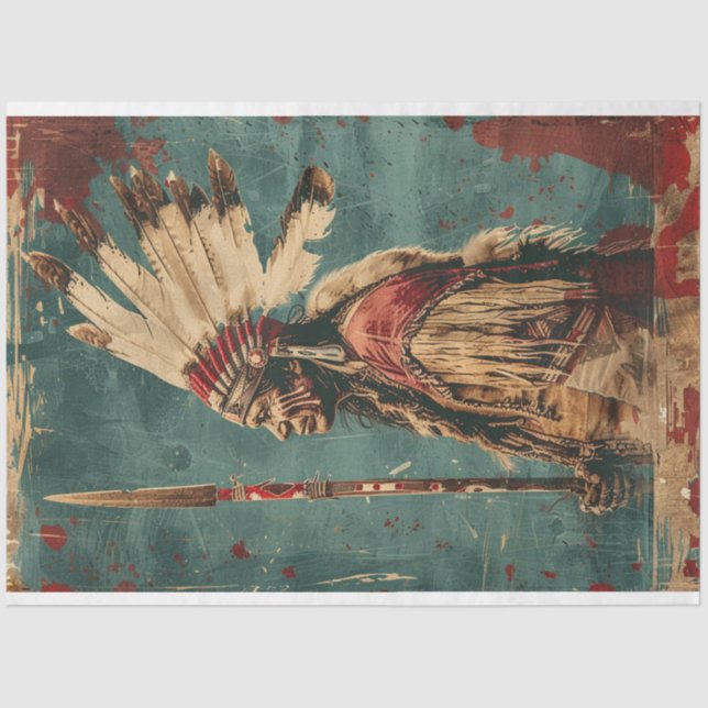 American Indian Chief Heritage Decoupage Tissue Paper (Front)
