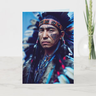 AMERICAN INDIAN CHIEF PHOTO BIRTHDAY BIG CARDS