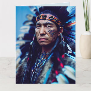 AMERICAN INDIAN CHIEF PHOTO BIRTHDAY BIG CARDS