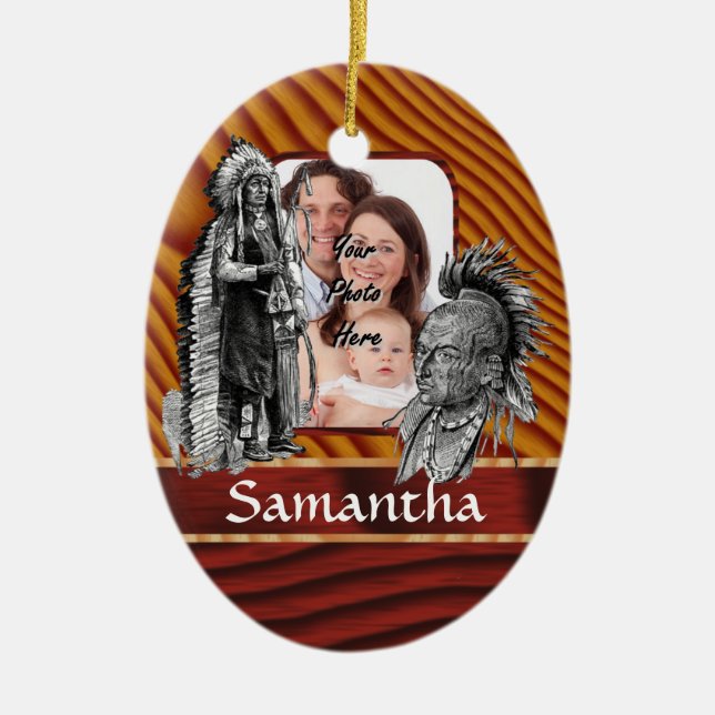 American Indian chiefs Ceramic Ornament (Front)