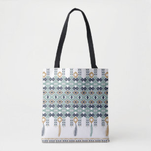 American Indian Geometry Seamless Border Tote Bag
