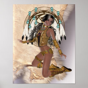 American Indian Princess Mandala Poster