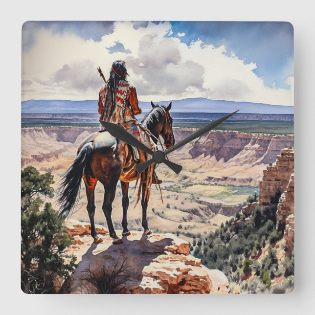 American Indian Square Wall Clock (Front)