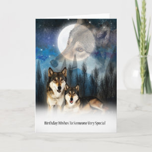 American Indian Style Wolf Birthday Card