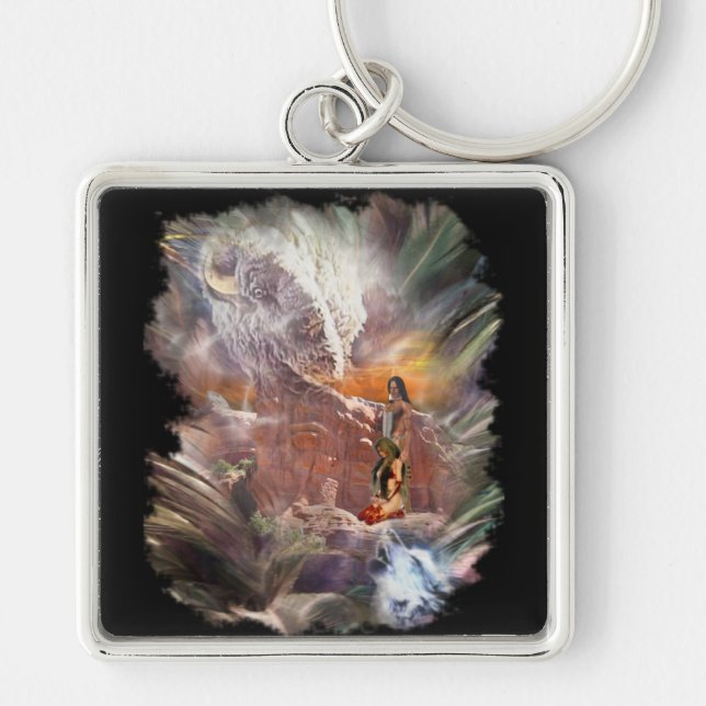 American Indian Wedding Night Vignette Key Ring (Front)