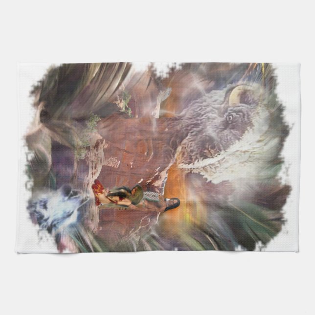 American Indian Wedding Night Vignette Tea Towel (Horizontal)