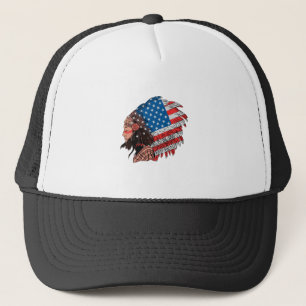 American Indian Woman with Headdress Trucker Hat
