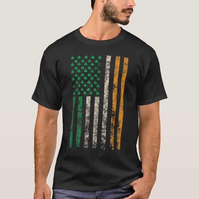 American Ireland Flag Shamrock Irish Flags Men Wom T-Shirt (Front)