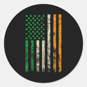 American Ireland Flag Shamrock Irish Patricks Day  Classic Round Sticker