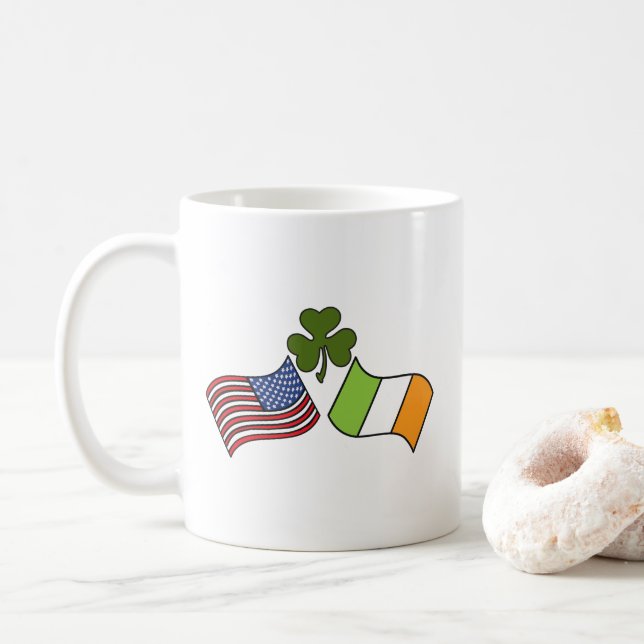 American Irish Flag Coffee Mug (With Donut)