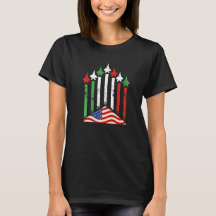 American Italian Flag Airplanes 4th July Patriotic T-Shirt
