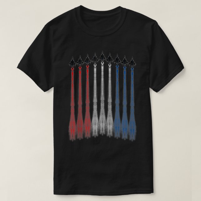 American Jet  Red White & Blue Flag  4th Of July U T-Shirt (Design Front)