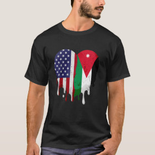 American Jordanian Heritage Month Jordan Flag Hear T-Shirt