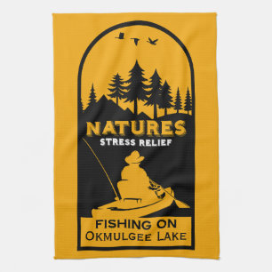 American Kayak Fishing Editable Tea Towel