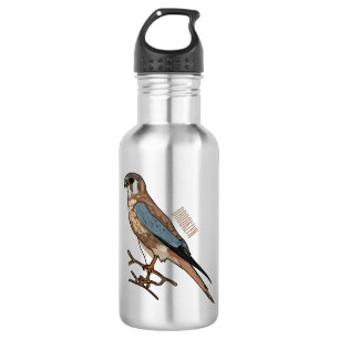 American kestrel bird cartoon illustration 532 ml water bottle