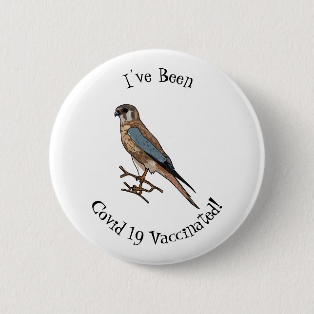 American kestrel bird cartoon illustration 6 cm round badge (Front)