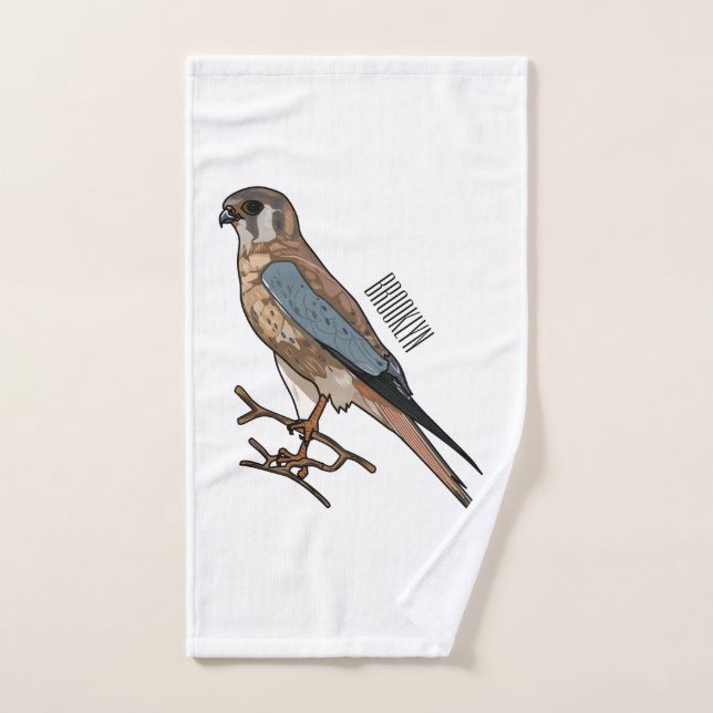 American kestrel bird cartoon illustration  bath towel set (Hand Towel)