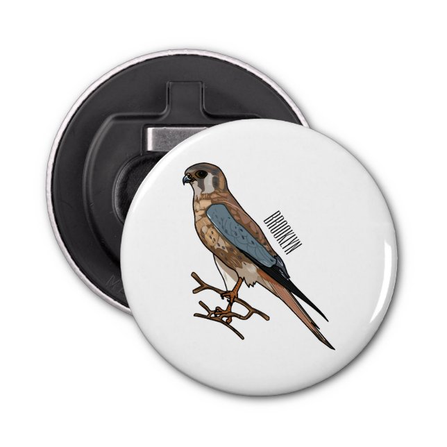 American kestrel bird cartoon illustration  bottle opener (Front)