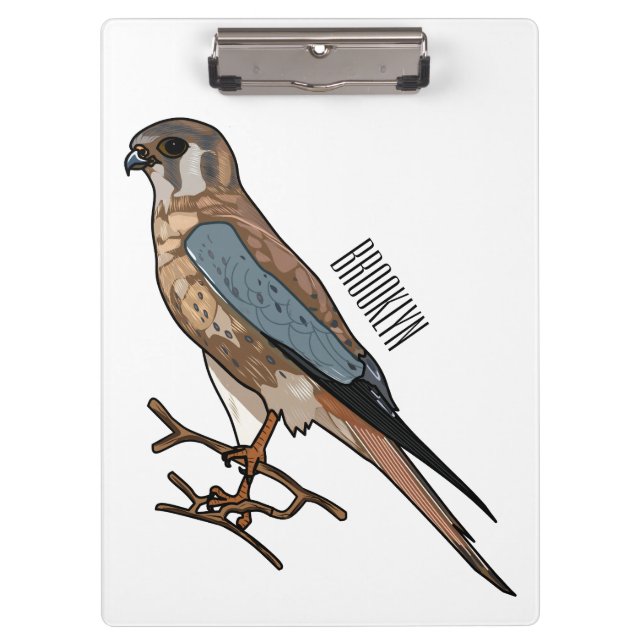 American kestrel bird cartoon illustration  clipboard (Front)