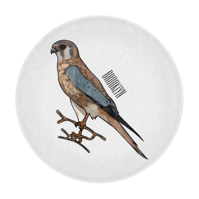 American kestrel bird cartoon illustration  cutting board (Front)