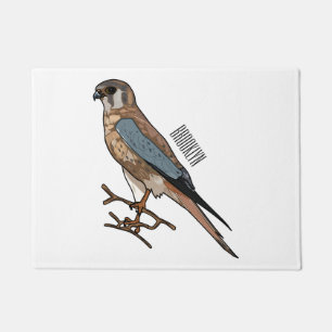 American kestrel bird cartoon illustration  doormat