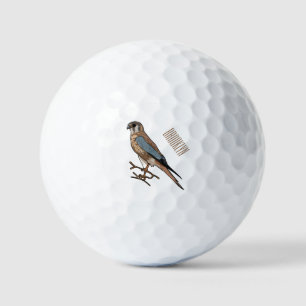 American kestrel bird cartoon illustration golf balls
