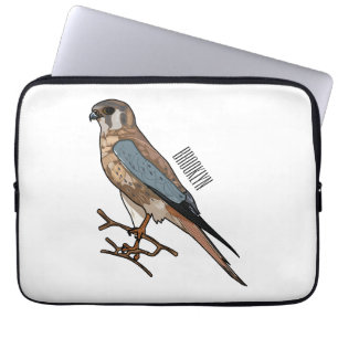 American kestrel bird cartoon illustration laptop sleeve