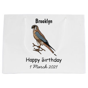 American kestrel bird cartoon illustration large gift bag