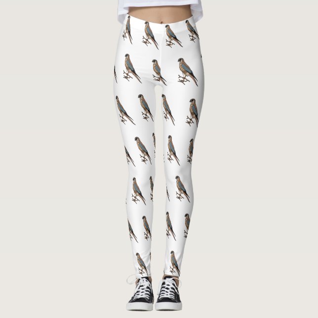 American kestrel bird cartoon illustration  leggings (Front)