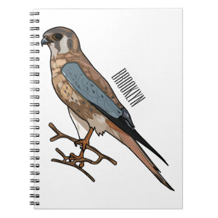 American kestrel bird cartoon illustration notebook