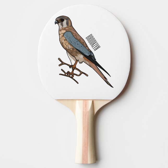 American kestrel bird cartoon illustration  ping pong paddle (Front)