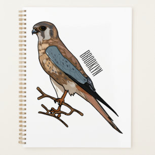 American kestrel bird cartoon illustration  planner