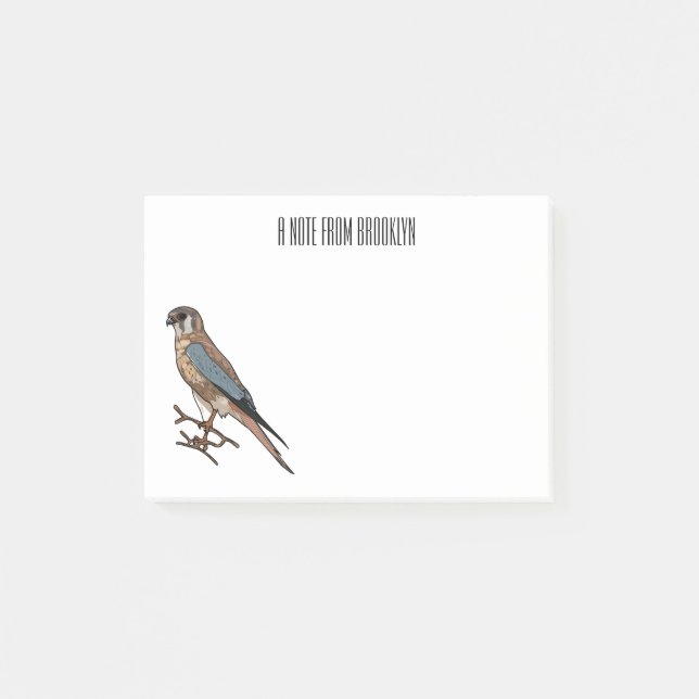 American kestrel bird cartoon illustration  post-it notes (Front)