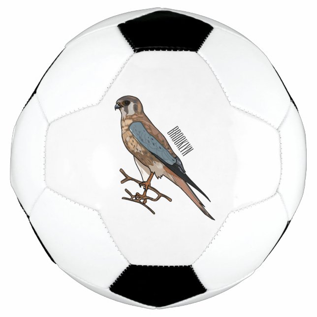 American kestrel bird cartoon illustration soccer ball (Front)