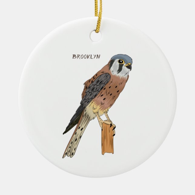 American Kestrel bird illustration Ceramic Ornament (Front)