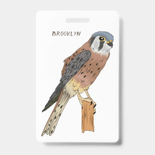 American Kestrel bird illustration ID Badge