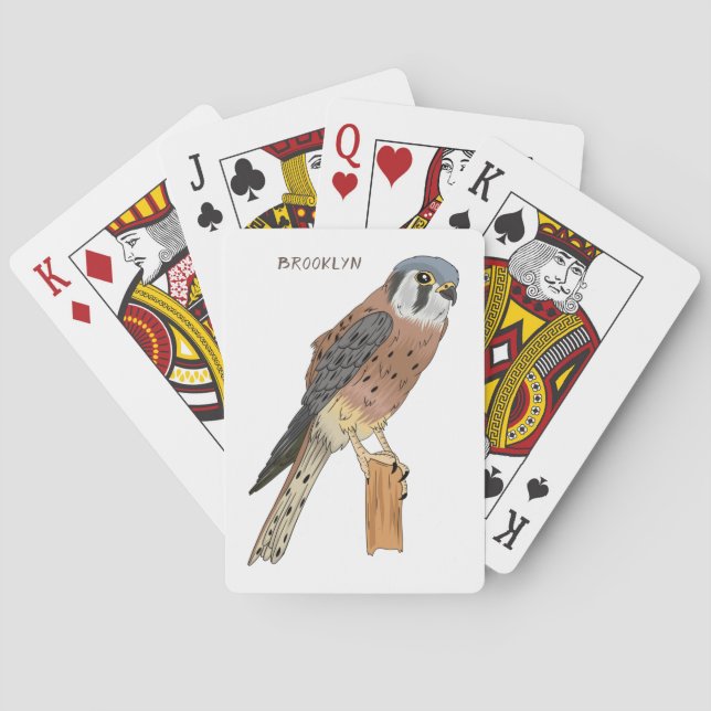American Kestrel bird illustration Playing Cards (Back)
