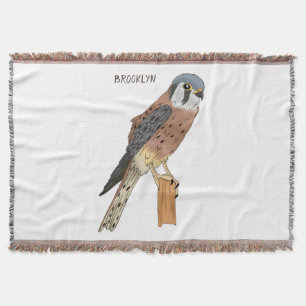American Kestrel bird illustration Throw Blanket