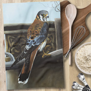 American Kestrel Falcon Celtic Knotwork Wildlife Tea Towel