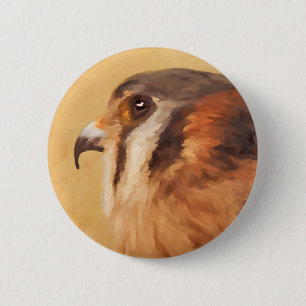 American Kestrel Painting - Original Bird Art 6 Cm Round Badge