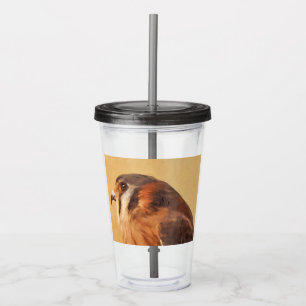 American Kestrel Painting - Original Bird Art Acrylic Tumbler