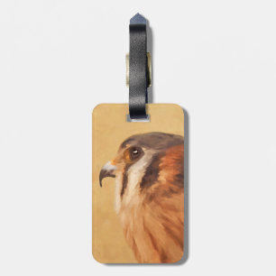 American Kestrel Painting - Original Bird Art Luggage Tag
