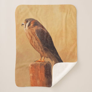 American Kestrel Painting - Original Bird Art Sherpa Blanket