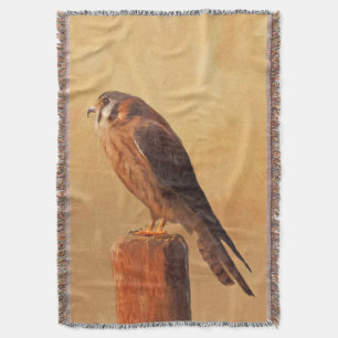 American Kestrel Painting - Original Bird Art Throw Blanket