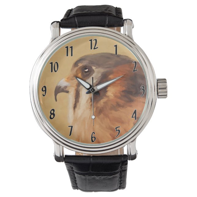 American Kestrel Painting - Original Bird Art Watch (Front)