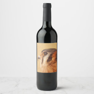 American Kestrel Painting - Original Bird Art Wine Label